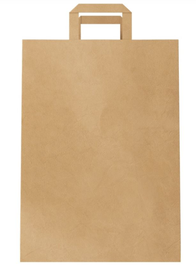 [301646] Sac cabas papier KRAFT – 32x16x35cm – Poignées plates (colis de 250)