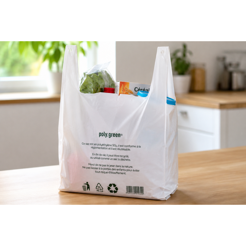 [030006] Sacs bretelles blanc 30+14x54 50µ en liasse (carton de 500)