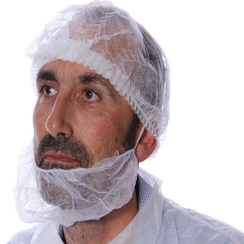 Cache-barbe clip PLP non tissé blanc (sachet de 100)