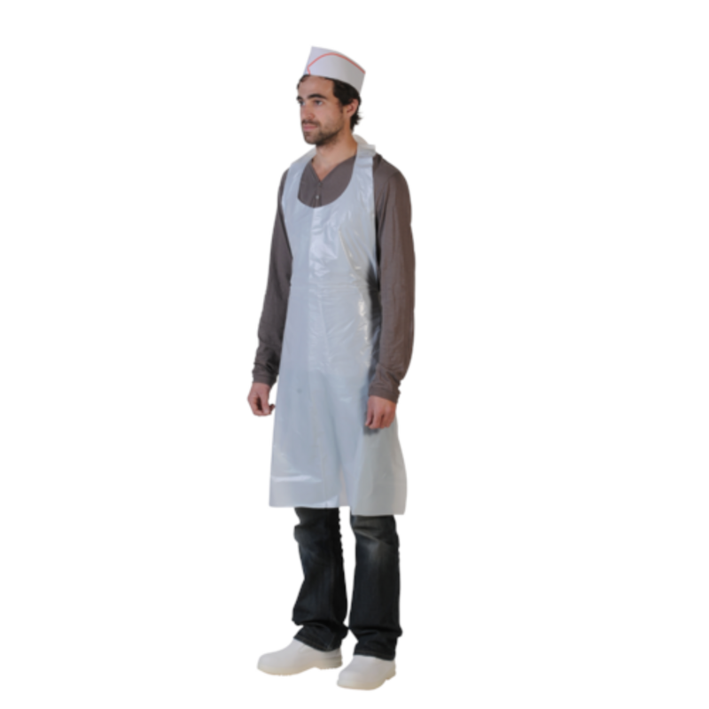 Tablier jetable PE renforcé blanc 35µ (sachet de 50)